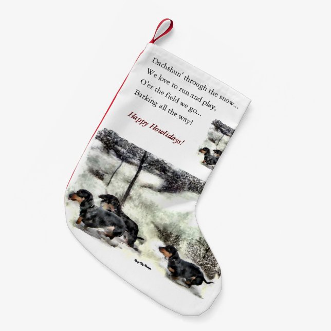 Calcetín Navideño Pequeño Navidades de Dachshund Lovers (Frente (Colgado))
