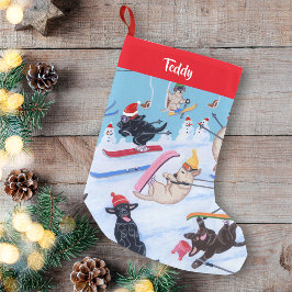 Calcetín Navideño Pequeño Navidades de diversiones de invierno personalizado