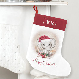 Calcetín Navideño Pequeño Navidades de elefantes pequeños aletean nombre
