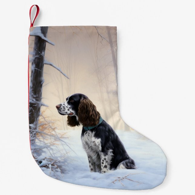 Calcetín Navideño Pequeño Navidades de English Springer Spaniel Let It Snow (Anverso)