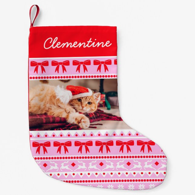 Calcetín Navideño Pequeño Navidades de fotografía mascotas suéter de imitaci (Anverso)