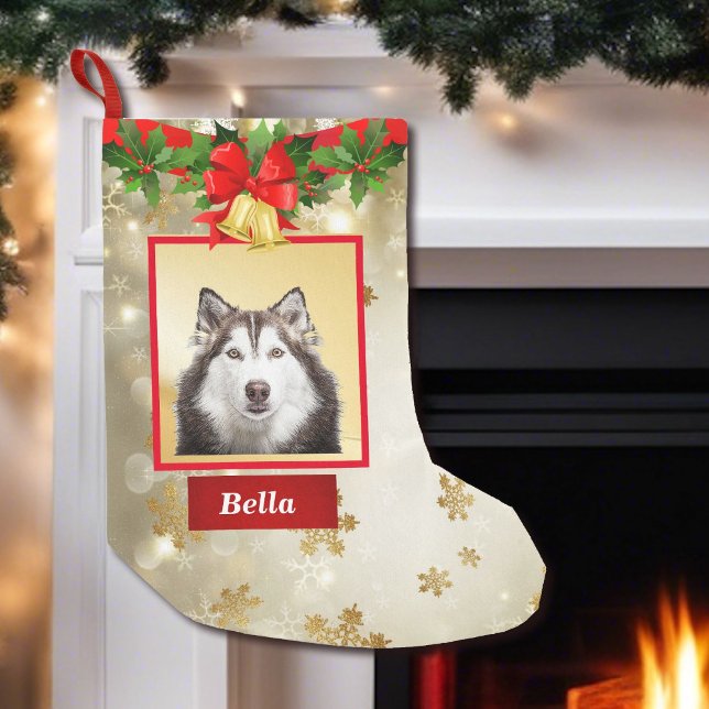 Calcetín Navideño Pequeño Navidades de fotos de perro lindo levantando nombr (Subido por el creador)