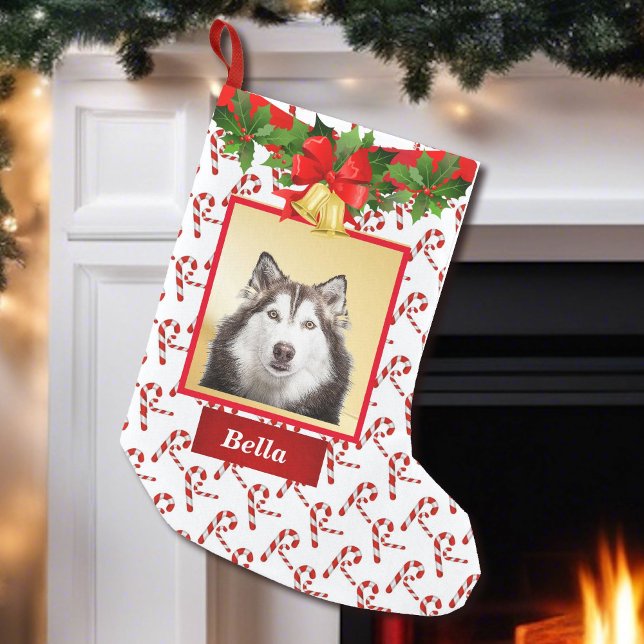 Calcetín Navideño Pequeño Navidades de fotos de perro lindo levantando nombr (Subido por el creador)