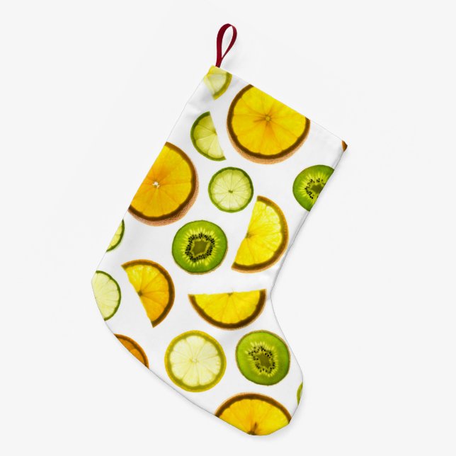 Calcetín Navideño Pequeño Navidades de frutas cítricas (Frente (Colgado))