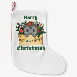 Calcetín Navideño Pequeño Navidades de gato Carta Animales de invierno gatos