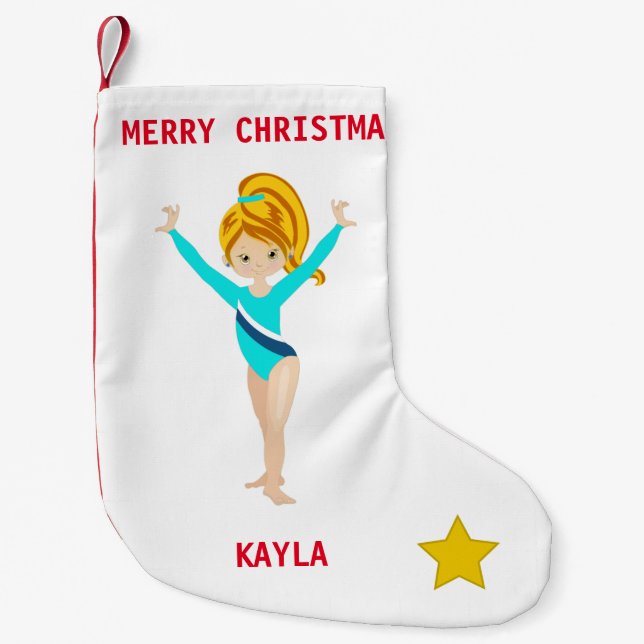 Calcetín Navideño Pequeño Navidades DE GIMNASTICA ALMACENANDO PARA CHICAS. (Anverso)