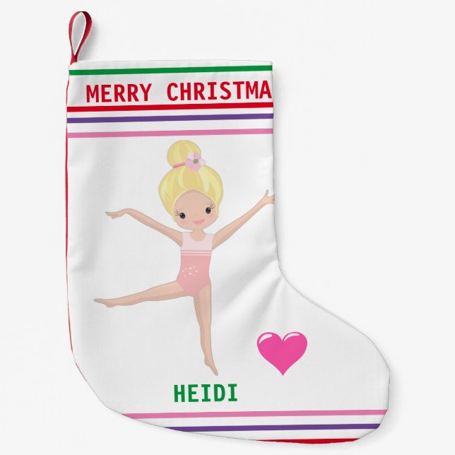 Calcetín Navideño Pequeño Navidades DE GIMNASTICA ALMACENANDO PARA CHICAS. (Anverso)