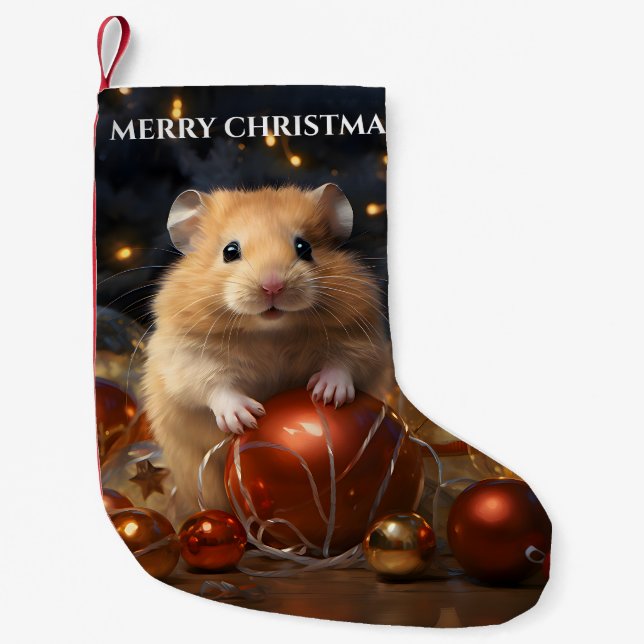 Calcetín Navideño Pequeño Navidades de Hamster y Navidades Bauble (Anverso)