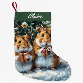 Calcetín Navideño Pequeño Navidades De Hamsters Con Regalos