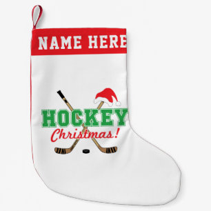 Calcetín Navideño Pequeño Navidades de hockey personalizados pegan a Santa H
