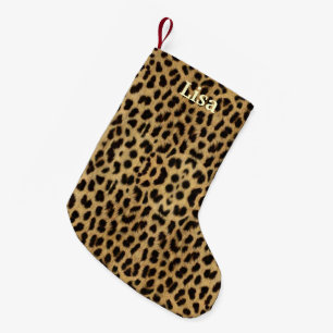 Calcetín Navideño Pequeño Navidades de impresión de leopardo personalizados