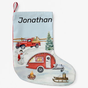 Calcetín Navideño Pequeño Navidades de invierno RV Camping Camper Snow