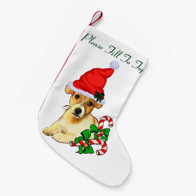 Calcetín Navideño Pequeño Navidades de Jack Russell Terrier (Frente (Colgado))