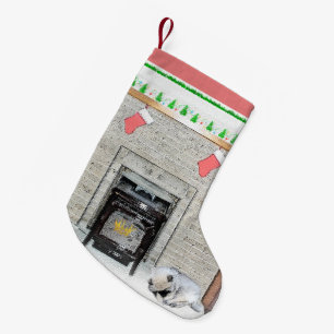 Calcetín Navideño Pequeño Navidades de Keeshond picotean perro con pintura d