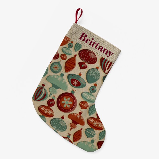 Calcetín Navideño Pequeño Navidades de la bombilla de personalizable Reserva (Frente (Colgado))