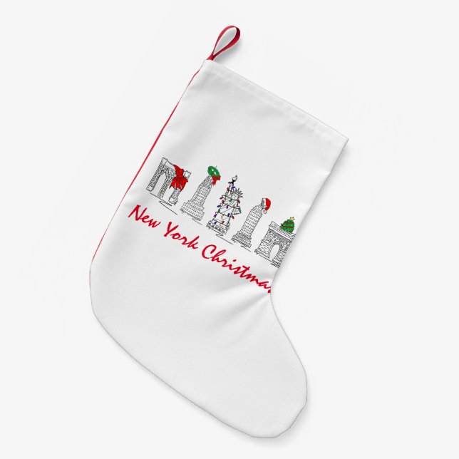 Calcetín Navideño Pequeño Navidades de la ciudad de Nueva York celebran Navi (Frente (Colgado))
