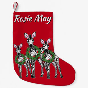 Calcetín Navideño Pequeño Navidades de la cola Zebras personalizar