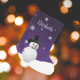 Calcetín Navideño Pequeño Navidades de la escena invernal Purple Snowman se
