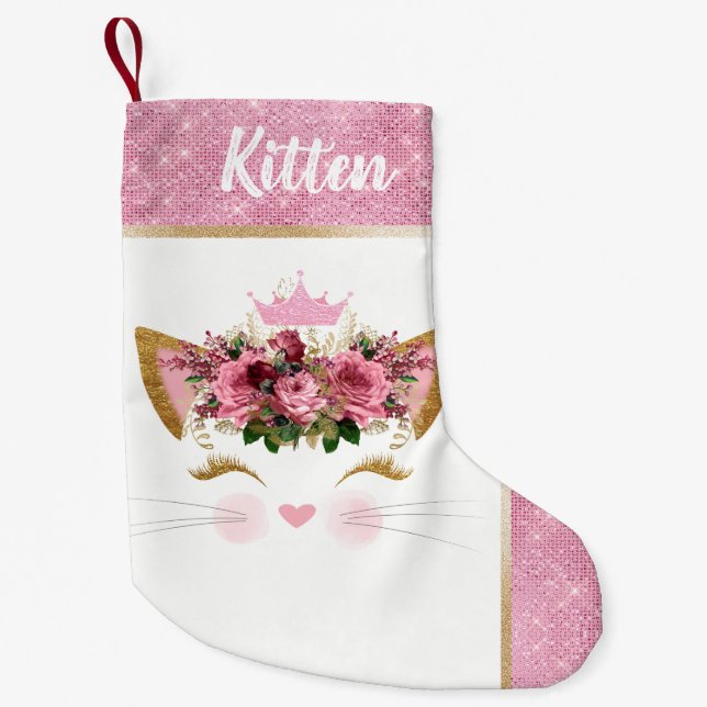 Calcetín Navideño Pequeño Navidades de la Princesa Kitty Personalizados (Anverso)