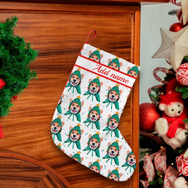 Calcetín Navideño Pequeño Navidades de la raza de perro de Corgi (Subido por el creador)
