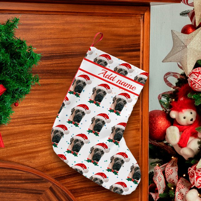 Calcetín Navideño Pequeño Navidades de la Raza de Perro Mastiff de Inglaterr (Subido por el creador)