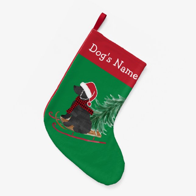 Calcetín Navideño Pequeño Navidades de Labradoodle personalizados despedidos (Frente (Colgado))