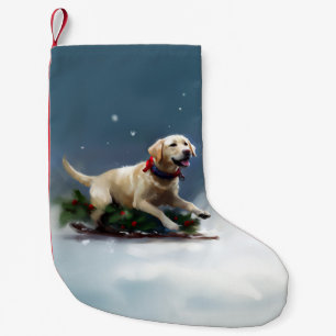 Calcetín Navideño Pequeño Navidades de Labrador en invierno