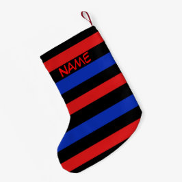Calcetín Navideño Pequeño Navidades de las franjas roja, negra y azul descan