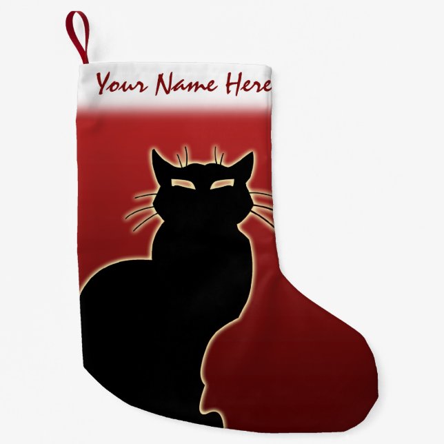 Calcetín Navideño Pequeño Navidades de los aficionados al gato que se sienta (Anverso)