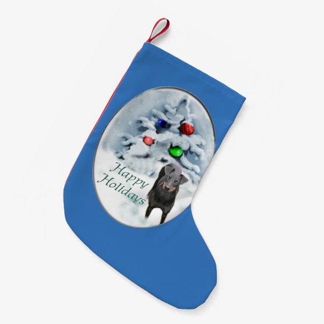 Calcetín Navideño Pequeño Navidades de Manchester Terrier (Frente (Colgado))