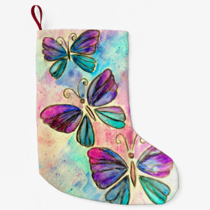 Calcetín Navideño Pequeño Navidades de mariposas voladoras haciendo cola