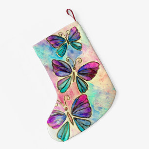 Calcetín Navideño Pequeño Navidades de mariposas voladoras haciendo cola