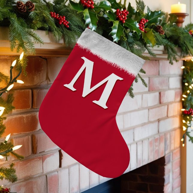 Calcetín Navideño Pequeño Navidades de Monogramas Clásicos Rojo y Blanco (Would look lovely hanging on your festive fireplace full of christmas gifts! Just add your initial)