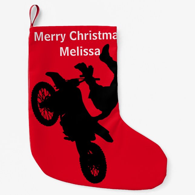 Calcetín Navideño Pequeño Navidades de Motocross (Anverso)