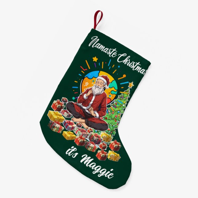 Calcetín Navideño Pequeño Navidades de Namaste Pequeños Navidades reaccionan (Frente (Colgado))