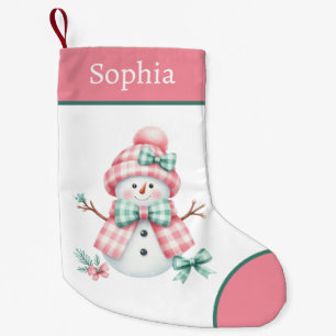 Calcetín Navideño Pequeño Navidades de Nieve Rosa