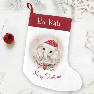 Calcetín Navideño Pequeño Navidades de nombre de elefante lindo Chica