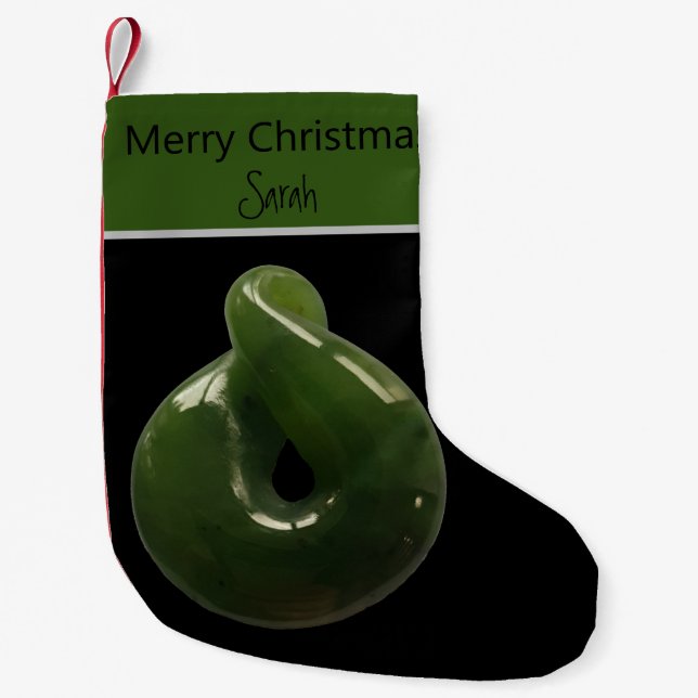 Calcetín Navideño Pequeño Navidades de Nueva Zelanda Greenstone Pounamu Twis (Anverso)