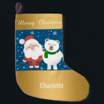 Calcetín Navideño Pequeño Navidades de oro de Santa Snowman reaccionan a per<br><div class="desc">Navidades de personalizable abastecidos con snowman y Santa</div>