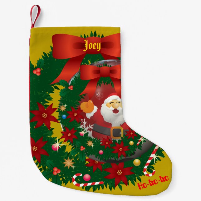 Calcetín Navideño Pequeño Navidades de oro Holiday Santa Stocking (Anverso)