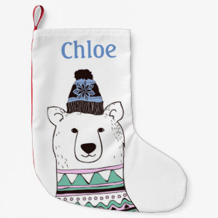 Calcetín Navideño Pequeño Navidades de oso polar haciendo olas
