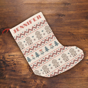 Calcetín Navideño Pequeño Navidades de pan de jengibre nombre personalizado 