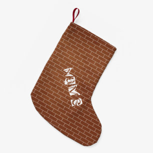 Calcetín Navideño Pequeño Navidades de pared de ladrillo con nombre personal