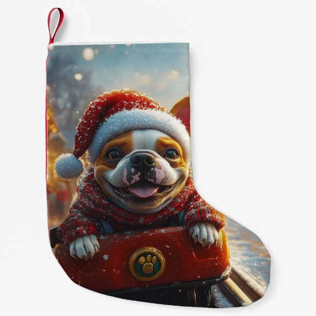 Calcetín Navideño Pequeño Navidades de Pascua de Perro Bull Terrier (Anverso)