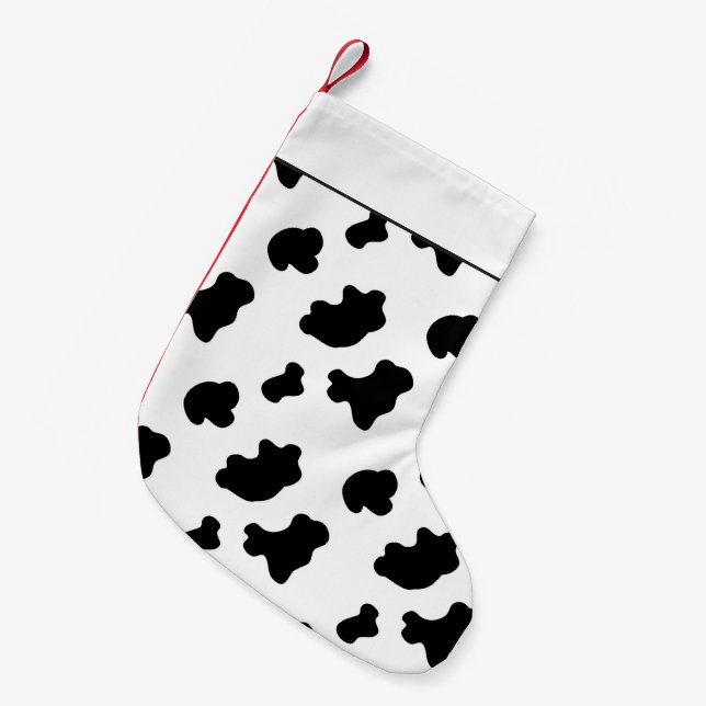 Calcetín Navideño Pequeño Navidades de patrones de vacas rurales (Frente (Colgado))