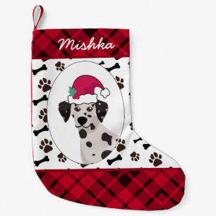 Calcetín Navideño Pequeño  Navidades De Perro De Dalmacia Con Nombre De Perr