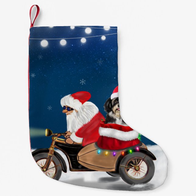 Calcetín Navideño Pequeño Navidades de perro de La Habana Santa Claus (Anverso)