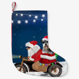 Calcetín Navideño Pequeño Navidades de perro de Schnauzer Santa Claus