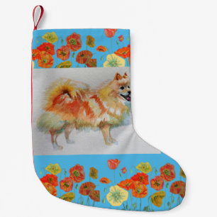 Calcetín Navideño Pequeño Navidades de perro de Spitz Pomerania Alemana desc