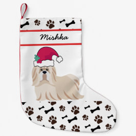 Calcetín Navideño Pequeño Navidades De Perro Shih Tzu Con Nombre De Perro Pe